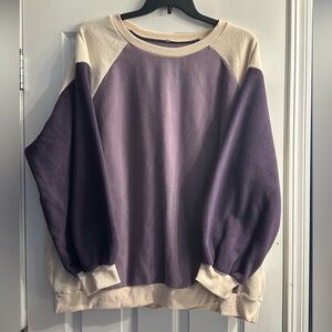 Purple and Cream Colorblock Sweatshirt